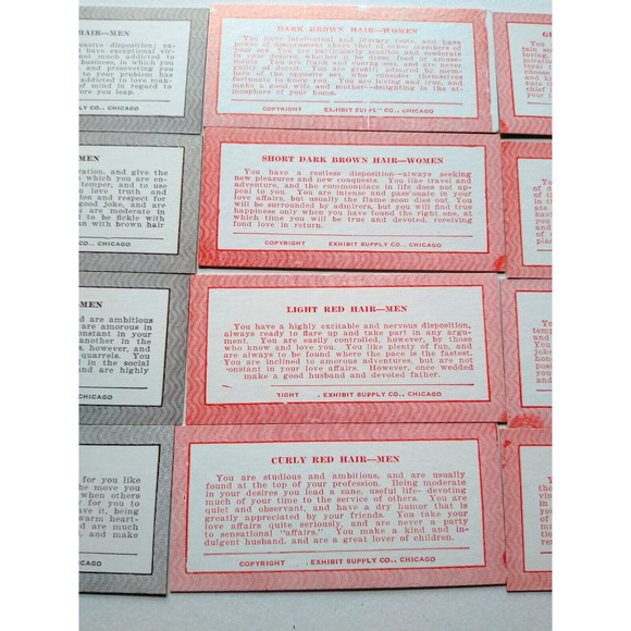 16 Horoscope Fortune Teller Penny Arcade Game Machine Cards Exhibit Hair Color - Picture 5 of 5